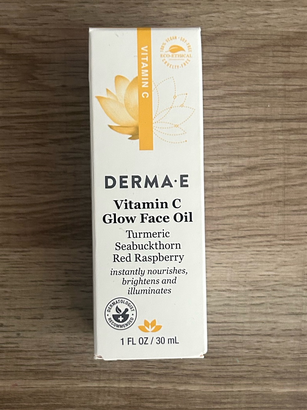 NIB DERMA E Vitamin C Glow Face Oil 1 oz